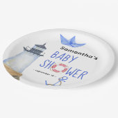 Waterverf nautisch - baby shower papieren bordje (Gekanteld)