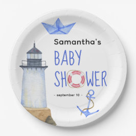 Waterverf nautisch - baby shower papieren bordje