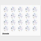 Waterverf nautisch - babyshower ronde sticker (Vel)