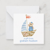 Waterverf Nautisch Beer Zeilboot Gift Enclosure Notitiekaartje (Voorkant)