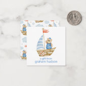 Waterverf Nautisch Beer Zeilboot Gift Enclosure Notitiekaartje (Voorkant / Achterkant in situ)