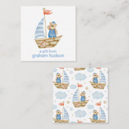 Waterverf Nautisch Beer Zeilboot Gift Enclosure Notitiekaartje