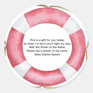Waterverf nautisch - bidkaarslabel ronde sticker