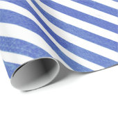 Waterverf Nautisch blauw en witte strepen Cadeaupapier (Rol Hoek)