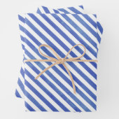 Waterverf Nautisch blauw en witte strepen Inpakpapier Vel (In situ)