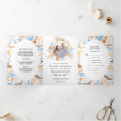 Waterverf Nautisch Lijst Fotocollage Wedding Drieluik Uitnodiging (Binnen)