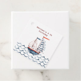 Waterverf nautisch rood en blauw Kind jarig Bedankjes Labels