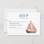 Waterverf nautisch schip zeiljacht bruiloft RSVP kaartje (Voorkant)