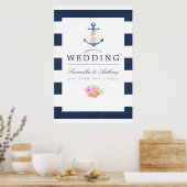 Waterverf Nautisch Thema Bloemige Bruiloft Poster (Keuken)