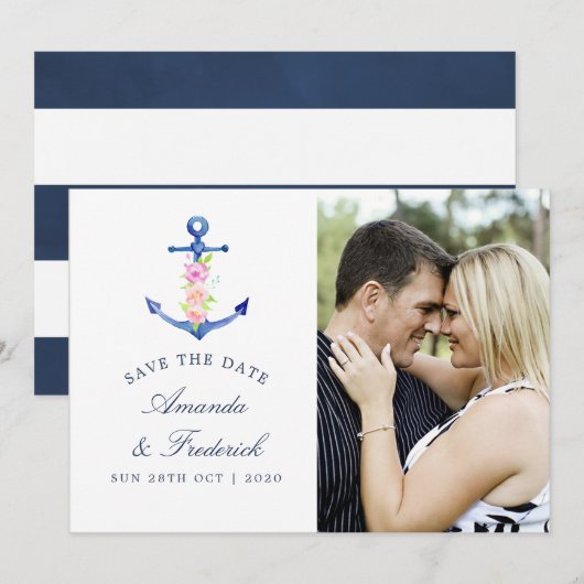 Waterverf Nautisch Thema Trouwkaart Save the Date (Voorkant / Achterkant)
