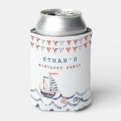Waterverf Nautisch Verjaardagsfeest Blikjeskoeler (Blikje Voorkant)