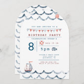 Waterverf Nautisch Verjaardagsfeest Kaart (Voorkant / Achterkant)