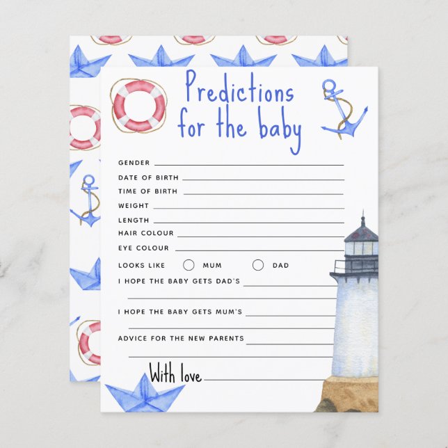 Waterverf nautisch - voorspellingen en advies baby (Voorkant / Achterkant)