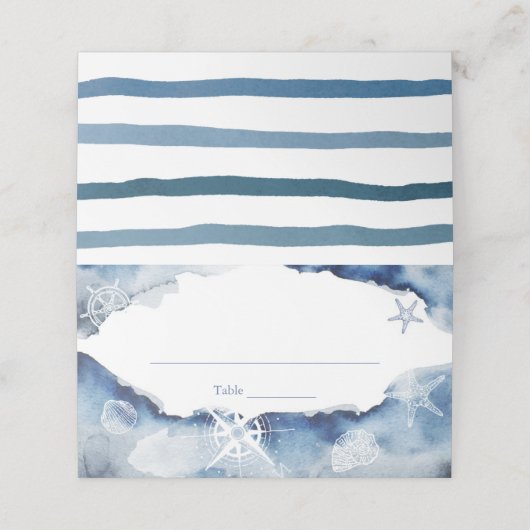 Waterverf Nautisch Vrijgezellenfeest of bruiloft Plaatskaartje (Buitenkant ongevouwen)
