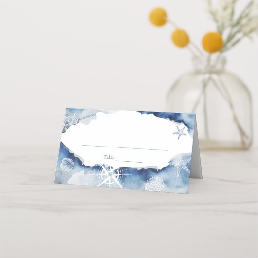Waterverf Nautisch Vrijgezellenfeest of bruiloft Plaatskaartje (Voorkant)