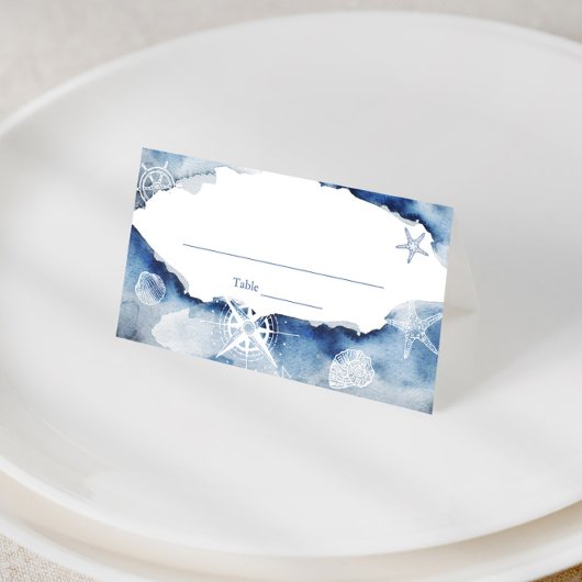 Waterverf Nautisch Vrijgezellenfeest of bruiloft Plaatskaartje