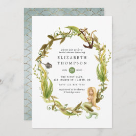 Waterverf Nautisch zeewier Vrijgezellenfeest Kaart