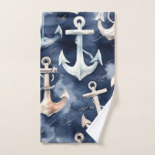 Waterverf nautische anker oceaan marine bad handdoek (Handdoek)