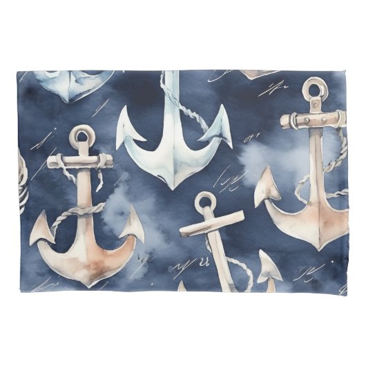 Waterverf nautische anker oceaan marine kussensloop (Voorkant)