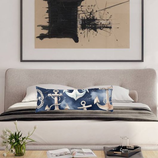 Waterverf nautische anker oceaan marine lichaamskussen