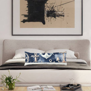 Waterverf nautische anker oceaan marine monogram lichaamskussen