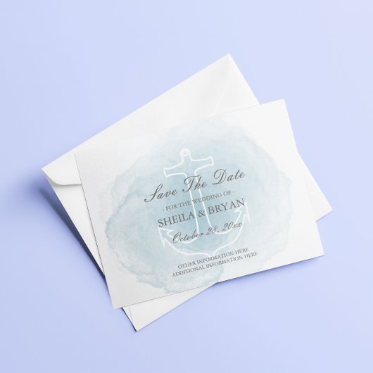 Waterverf nautische anker opslaan de datum post Ka Aankondigingskaart