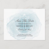 Waterverf nautische anker opslaan de datum post Ka Aankondigingskaart (Voorkant)