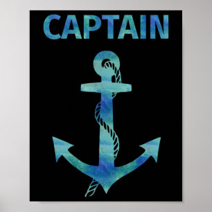 Waterverf nautische anker zeilboot poster