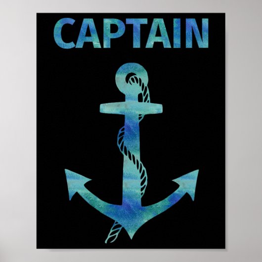 Waterverf nautische anker zeilboot poster (Voorkant)