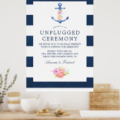 Waterverf nautische bruiloft unplugged ceremonie poster (Keuken)