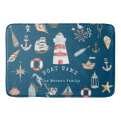 Waterverf nautische elementen blauw badmat (Voorkant)