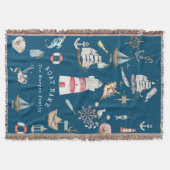 Waterverf nautische elementen blauw deken (Voorkant)