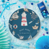 Waterverf nautische elementen blauw papieren bordje (Feest)