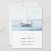 Waterverf Nautische foto Zeilen Save the Date Kaart (Voorkant)