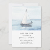 Waterverf Nautische foto Zeilen Save the Date Kaart (Voorkant)