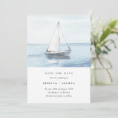 Waterverf Nautische foto Zeilen Save the Date Kaart (Staand voorkant)