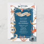 Waterverf nautische kinderen verjaardagsfeestje kaart (Voorkant)