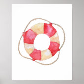 Waterverf Nautische Life Preserver Kinderkamer dec Poster (Voorkant)