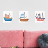 Waterverf Nautische Oceaan Muurkunst Sets (Woonkamer)