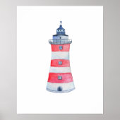 Waterverf Nautische Oceaan Vuurtoren Kinderkamer D Poster (Voorkant)
