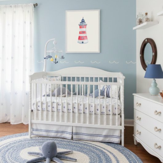 Waterverf Nautische Oceaan Vuurtoren Kinderkamer D Poster