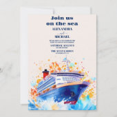 Waterverf nautische strand cruise palmbruiloft kaart (Voorkant)