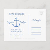 Waterverf nautische strandbruiloft met uitzonderin aankondigingskaart (Achterkant)