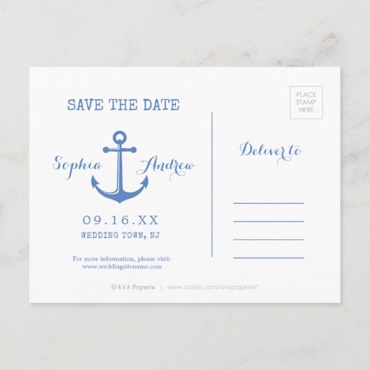 Waterverf nautische strandbruiloft met uitzonderin aankondigingskaart (Achterkant)