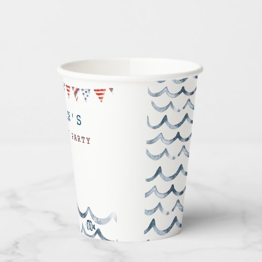 Waterverf-nautische verjaardagsfeestje papieren bekers (Links)