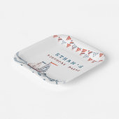 Waterverf Nautische Verjaardagspartij Monogram Papieren Bordje (Gebogen)