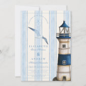 Waterverf nautische vuurtoren bruiloft kaart (Voorkant)