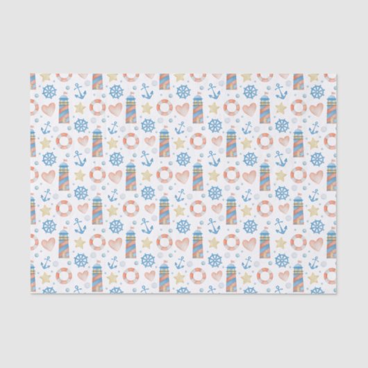 Waterverf Nautische Vuurtoren Tissuepapier (Voorkant)