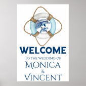 Waterverf Nautische Welkomstbruiloft Poster (Voorkant)