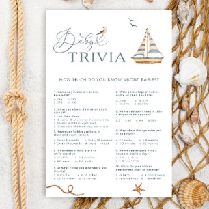 Waterverf nautische zeilboot Baby Trivia spel